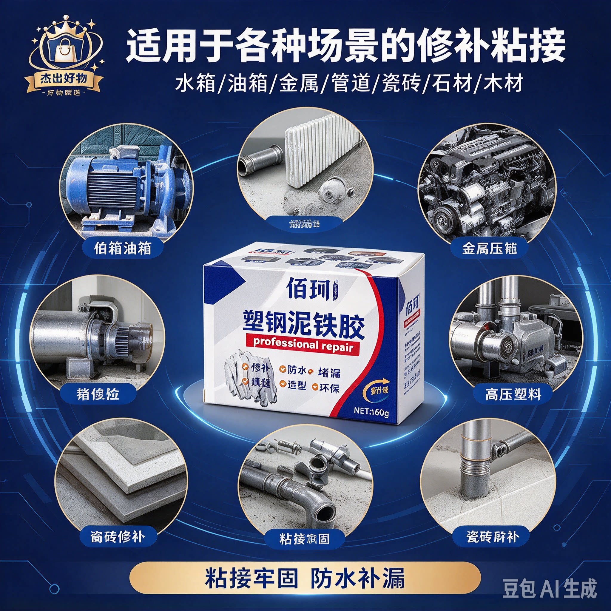 【第二盒半价】强力泥铁胶修补塑泥防水补漏裂缝缺口修补堵漏HF2