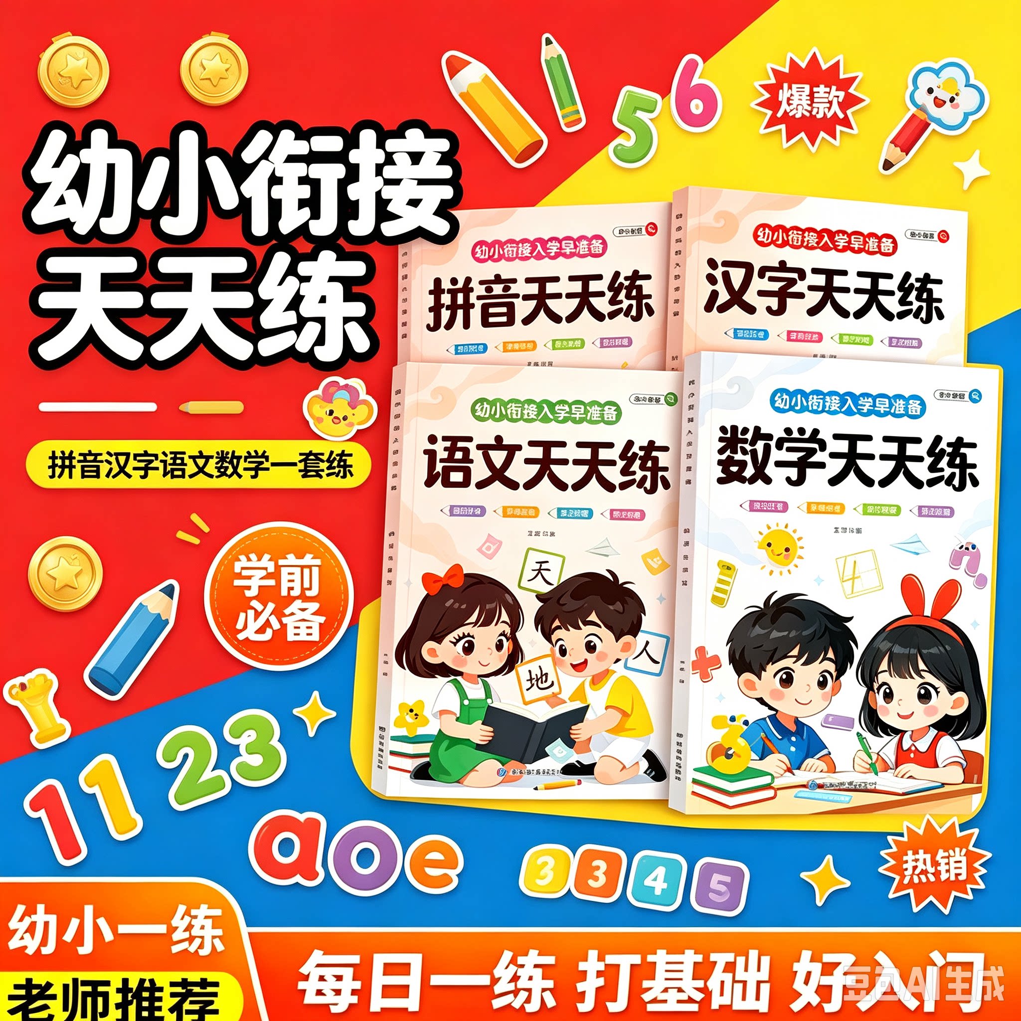 拼音数字汉字天天练练字贴练字本XZ