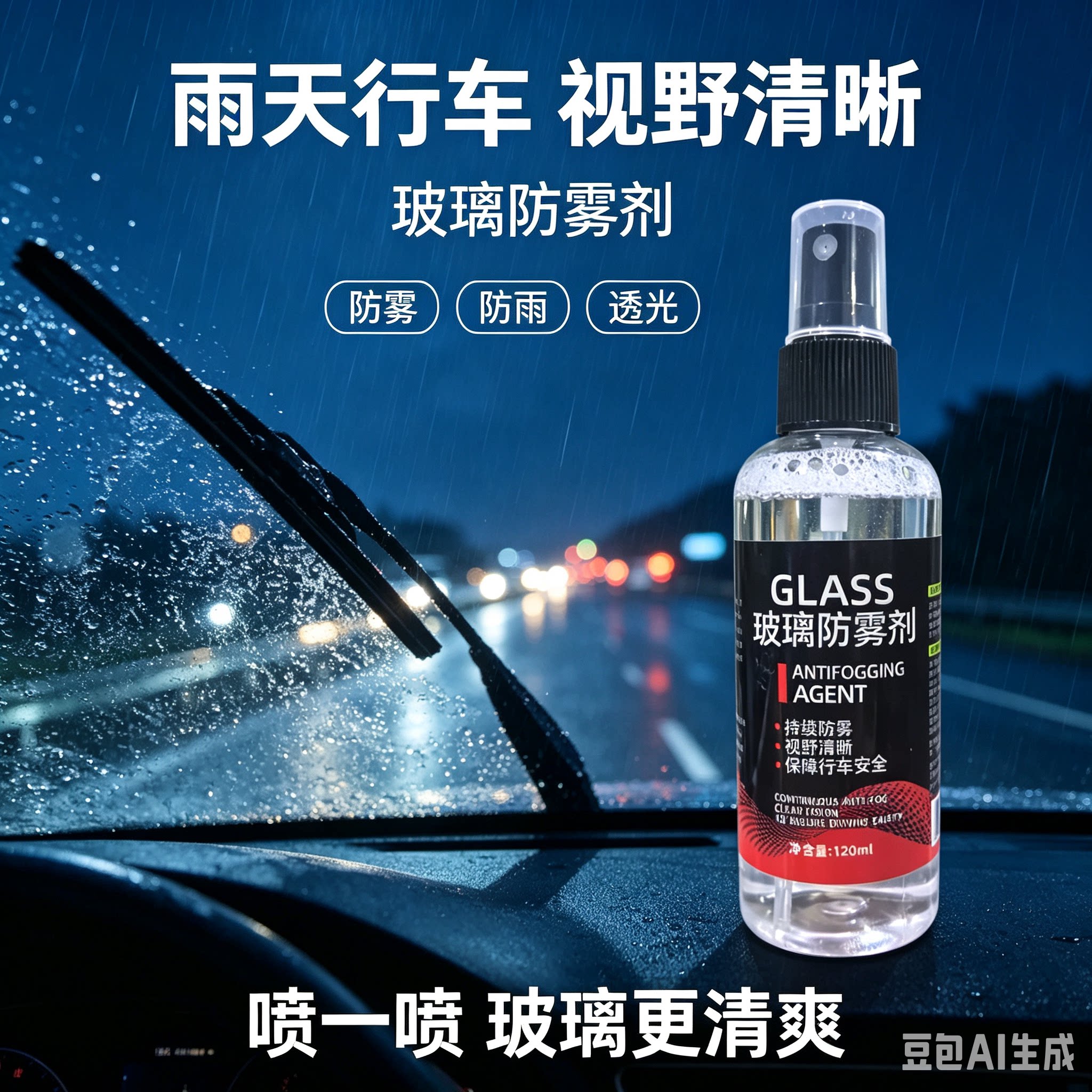 【下单立减50】汽车玻璃防雾剂车窗除雾清晰温和养护不伤玻璃HN