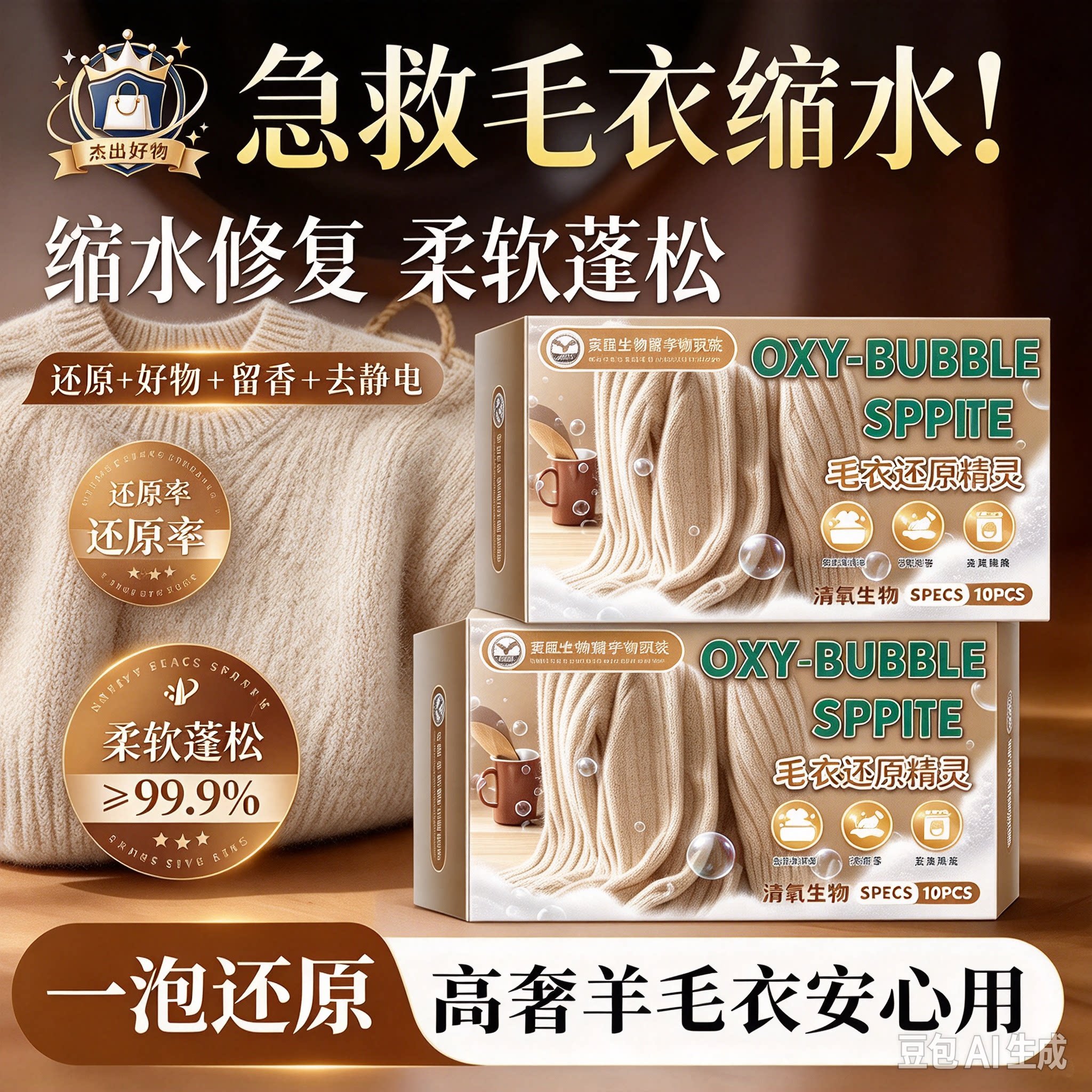 【羊绒毛衣还原颗粒】可机洗防缩水护理蓬松柔顺羊绒毛衣还原HF2