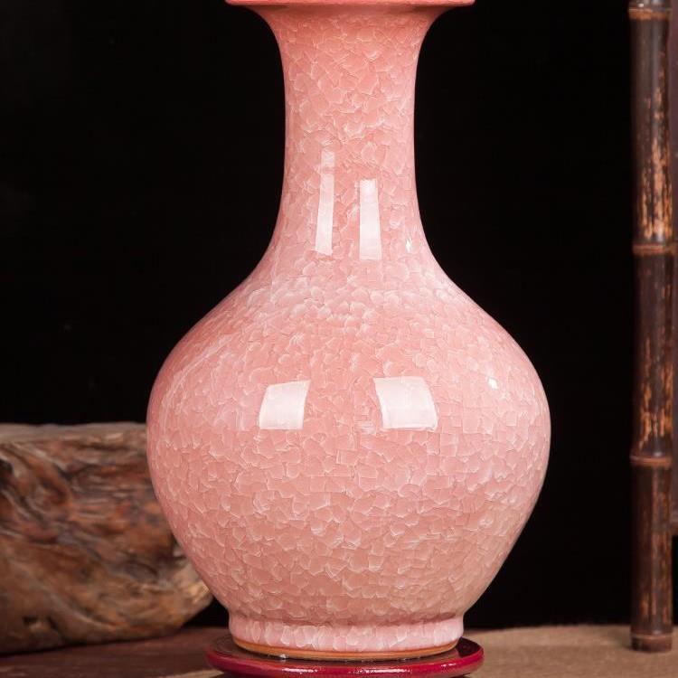 景德镇陶瓷器冰片仿古官窑裂纹釉花瓶现代家居装饰客厅电视柜摆件