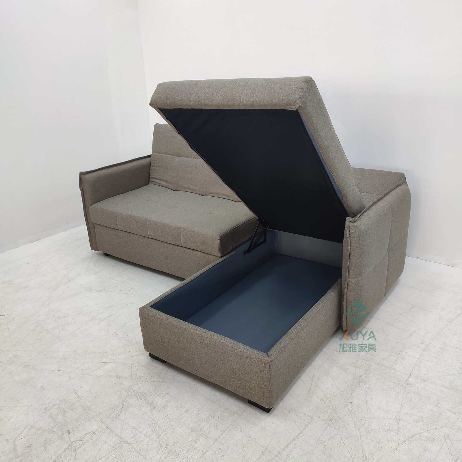 咖色现代简约沙发三人位带贵妃储物两用客厅公寓多功能折叠沙发床