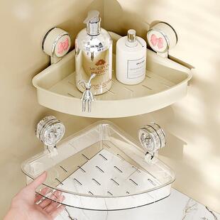 吸盘转角置物架墙上免打孔壁挂墙角架子浴室卫生间厕所三角收纳架