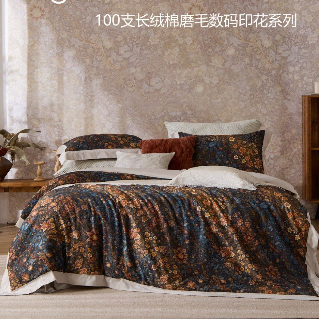 丽本100s长绒棉全棉轻磨毛秋冬保暖柔软床单四件套床上用品不静电