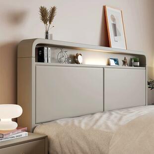 北欧全实木床灰色现代简约主卧1.8双人床1.5米经济型高箱储物婚床