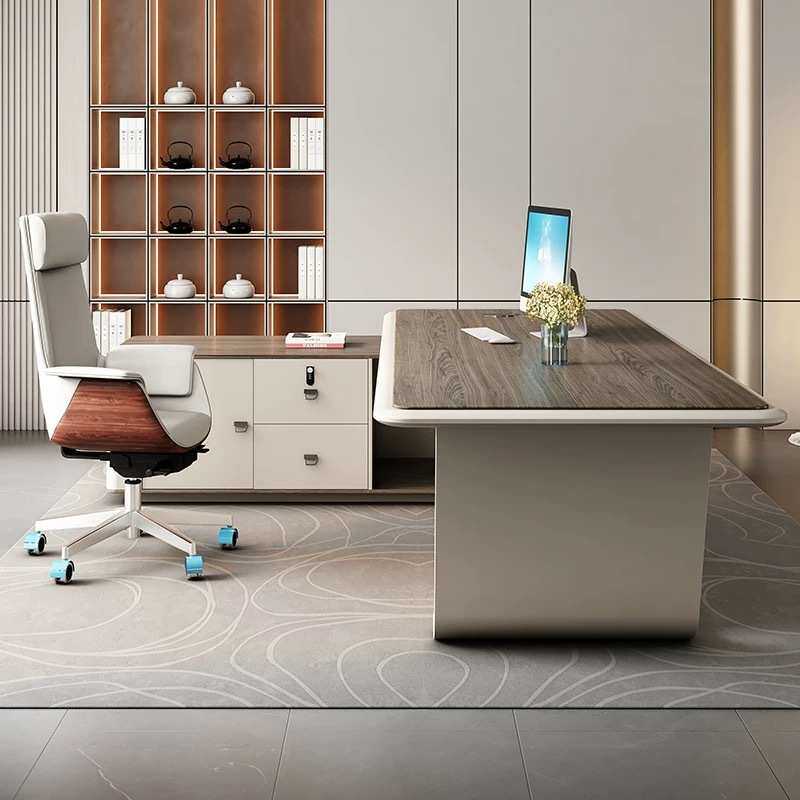 办公桌轻奢现代高端总裁办公室桌椅组合简约老板桌办公家具大班台