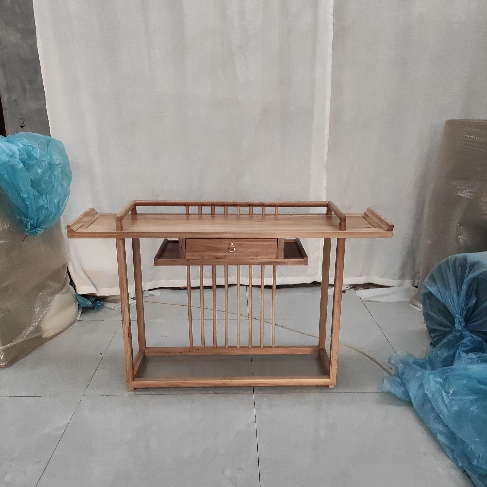 新中式玄关桌玄关柜实木置物台条案条几墙边桌免漆老榆木家具玄关