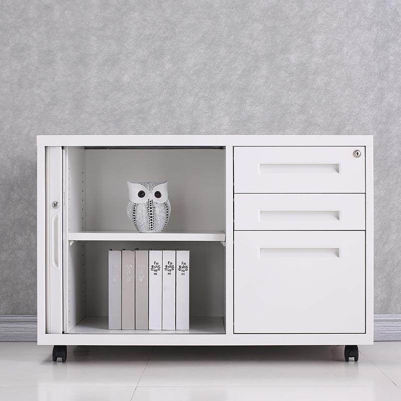 鱼之乐厂家直供活动卷门放置打印机办公桌边钢制加厚矮柜