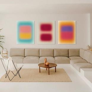 创意客厅极简抽象色块装 饰画儿童房卧室糖果色渐变艺术挂画