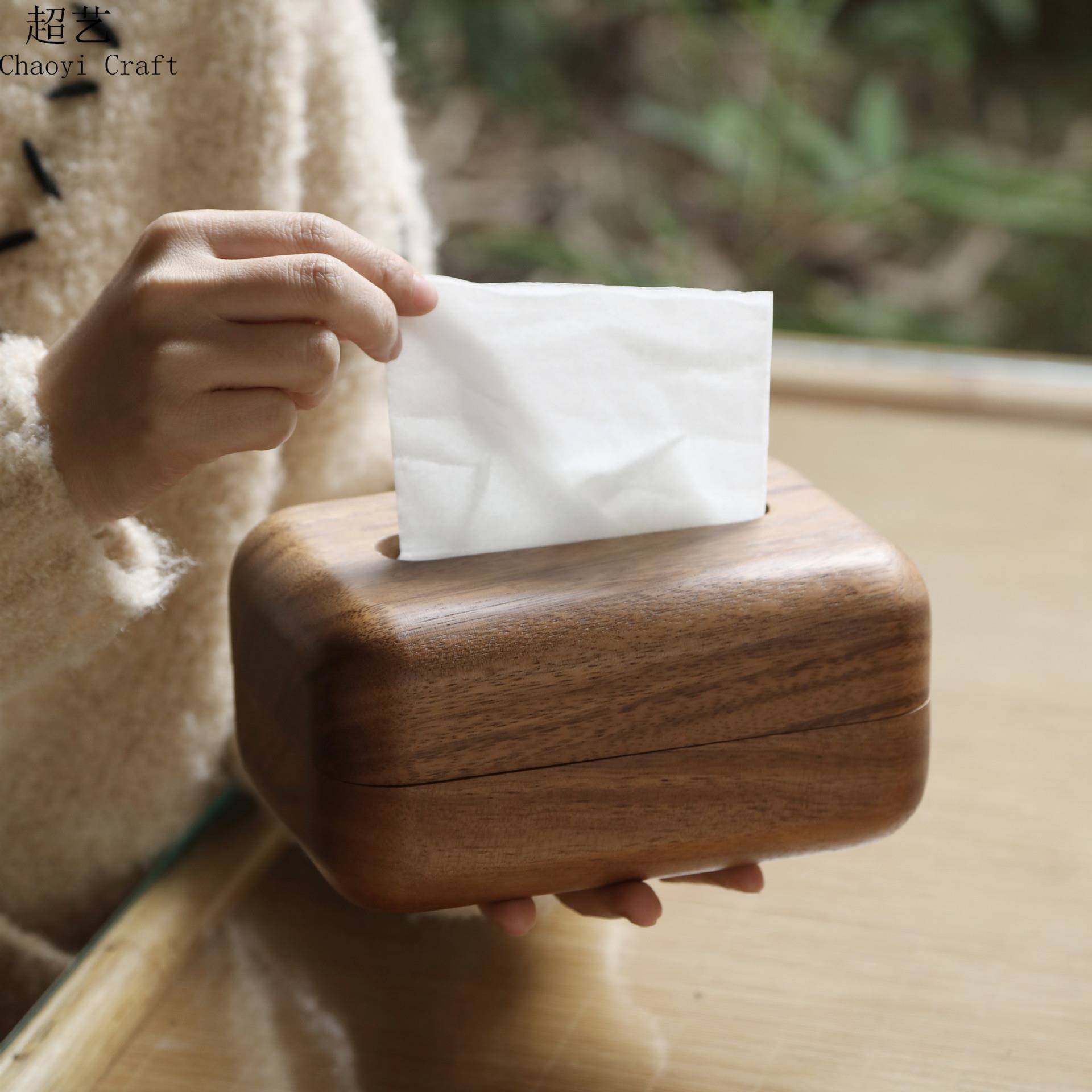 新品南美相思木纸巾盒实木家用创意抽纸盒新中式桌面纸巾收纳盒