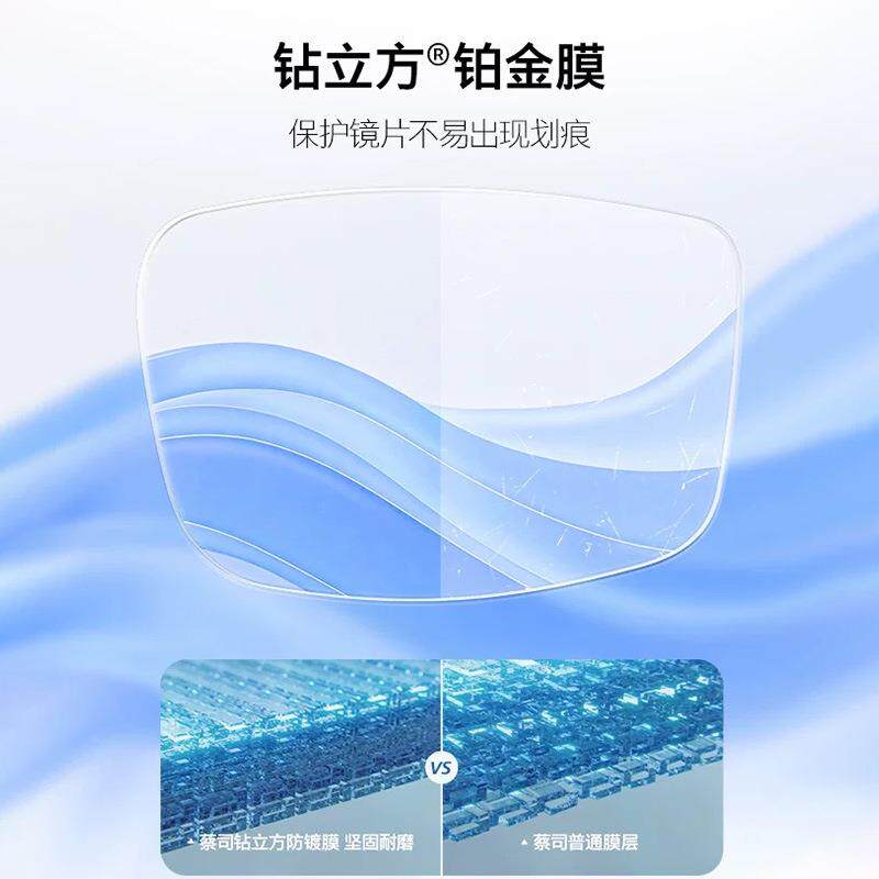 ZEISS/蔡司新锐金镜片眼镜841钻立方铂膜单光配近视清蔡司镜片1片