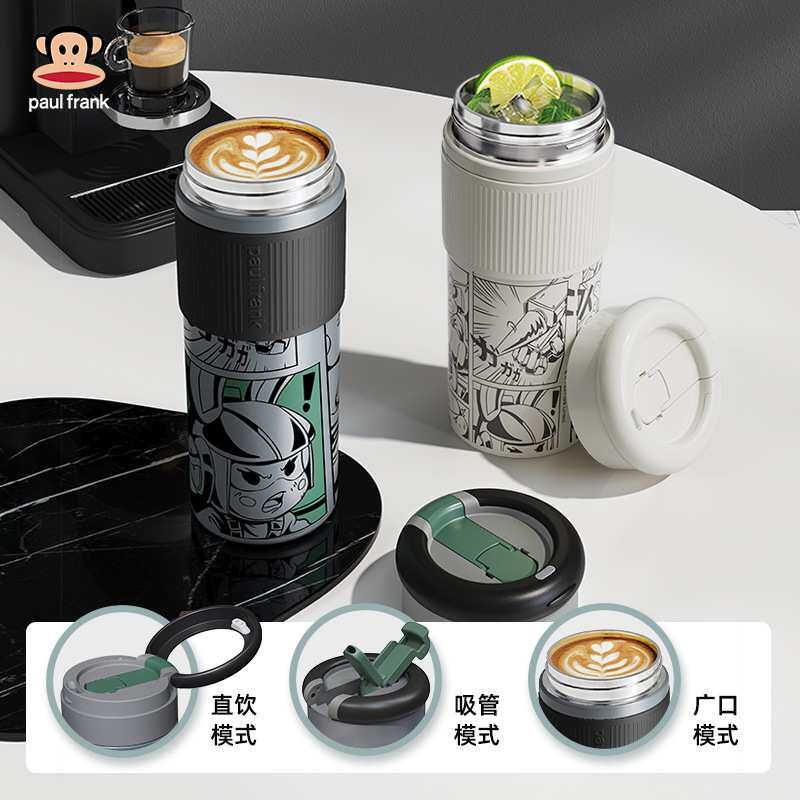 大嘴猴保温杯带杯盖男士大容量不锈钢新款车载女学生随行冷吸管