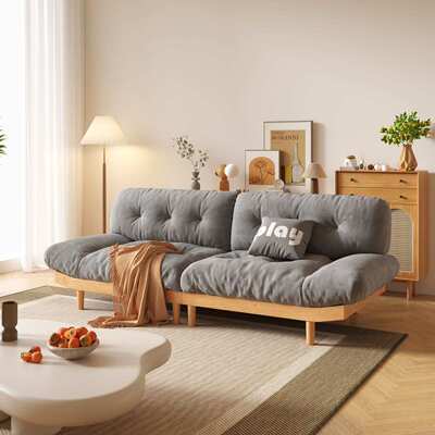 日式实木云朵布艺沙发沙发客厅简约北欧小户型奶油双人三人位沙发