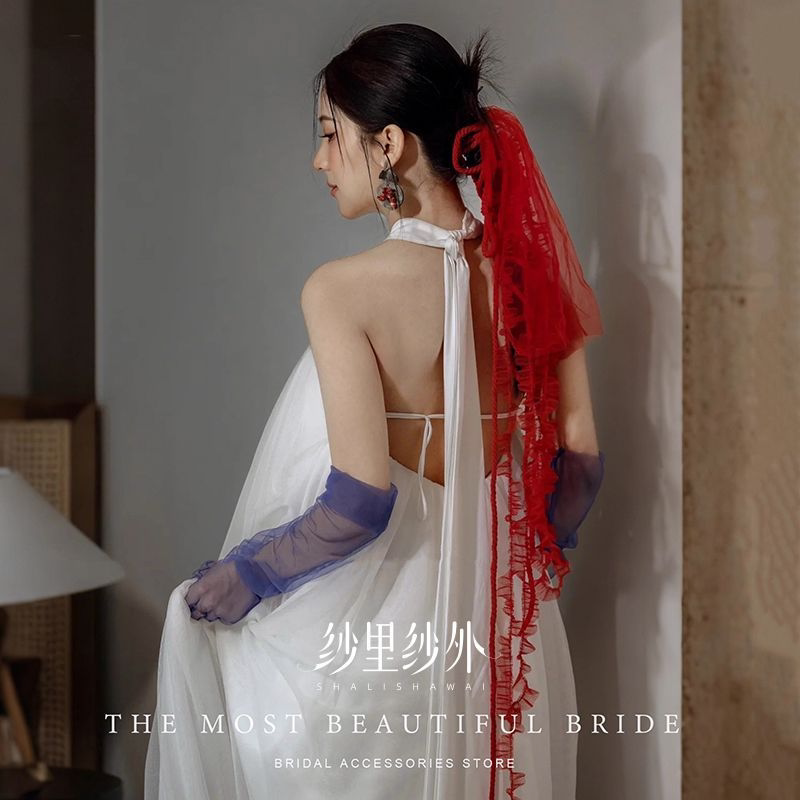复古红色结婚发带发饰