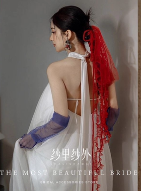 复古红色结婚发带发饰