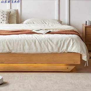 北欧全实木床 橡木气压箱体榻榻米床 简约落地储物床无床头悬浮床