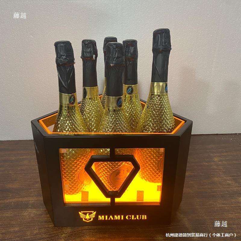 酒吧发光冰桶香槟桶亚克力LED冰粒桶KTV发光双层12支24支啤酒筐