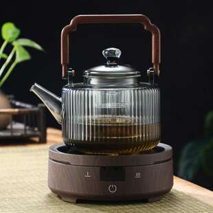 灰色养生提梁壶高硼硅玻璃茶壶耐高温围炉蒸煮一体电陶炉烧水煮茶
