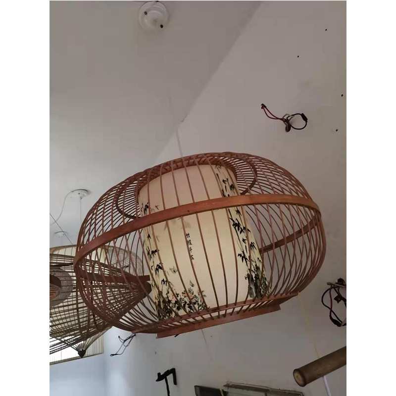 阳朔县个性复古灯具日式客厅竹艺木艺装饰吊灯藤艺编织竹艺竹编吊