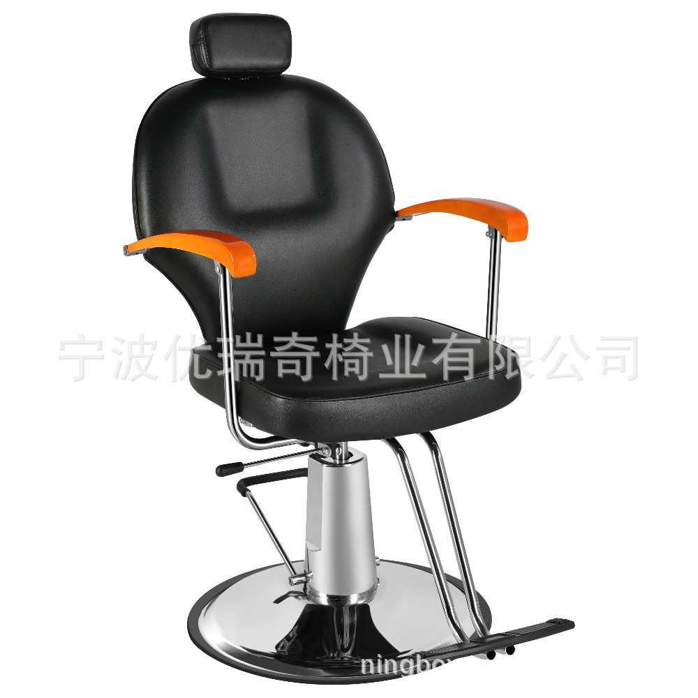 美式理发椅美发椅旋转发廊椅子可升降修面椅养发馆椅子实木扶手
