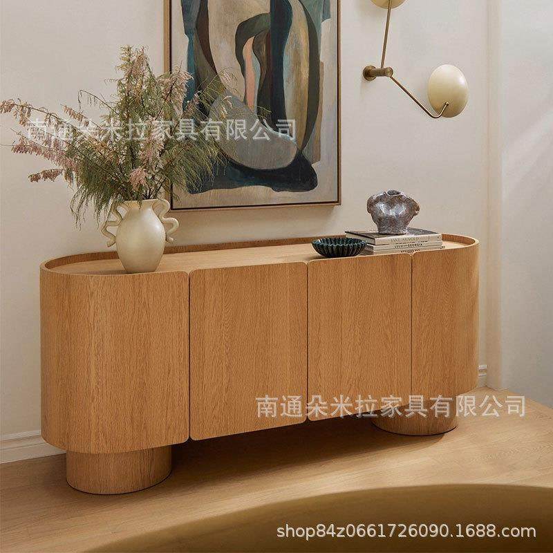 中古风客厅圆弧形实木边柜餐厅靠墙餐边柜复古原木风收纳柜储物柜,3C数码配件,USB灯,淘宝优惠券,粉丝福利购,淘宝优惠卷