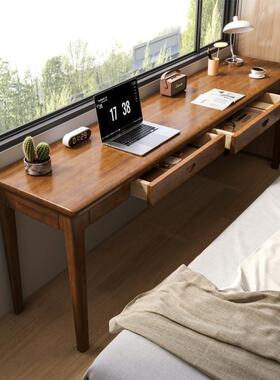 实木窄书桌宽40/45cm家用电脑桌办公小户型卧室学生写字桌长条桌