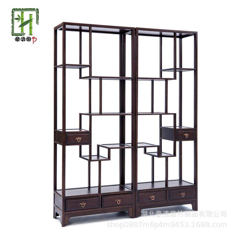 湖北立豪竹木家具厂加工竹博古架多宝阁竹制茶架竹茶柜竹架