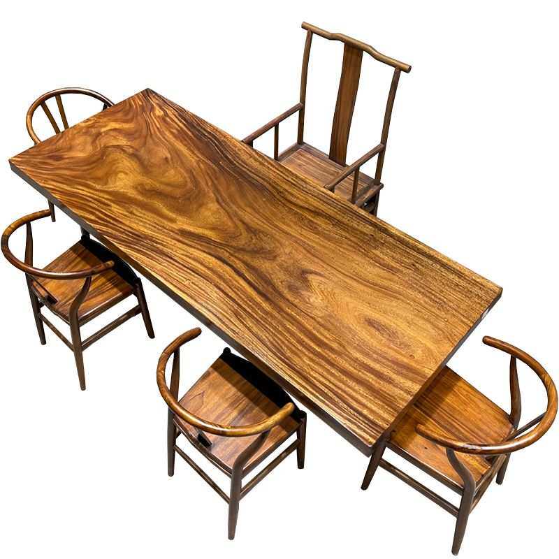 奥坎胡桃木茶桌茶台老板办公家具桌整板黑胡桃木板实全实木电脑桌