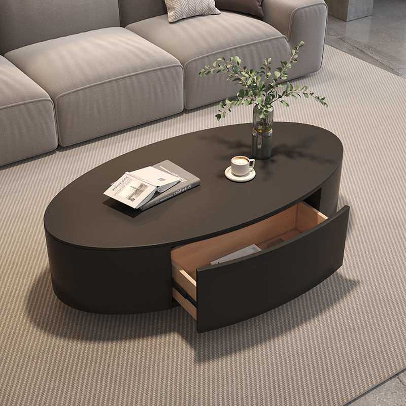 小户型客厅极简家用茶几组合轻奢意式现代简约椭圆形岩板茶几