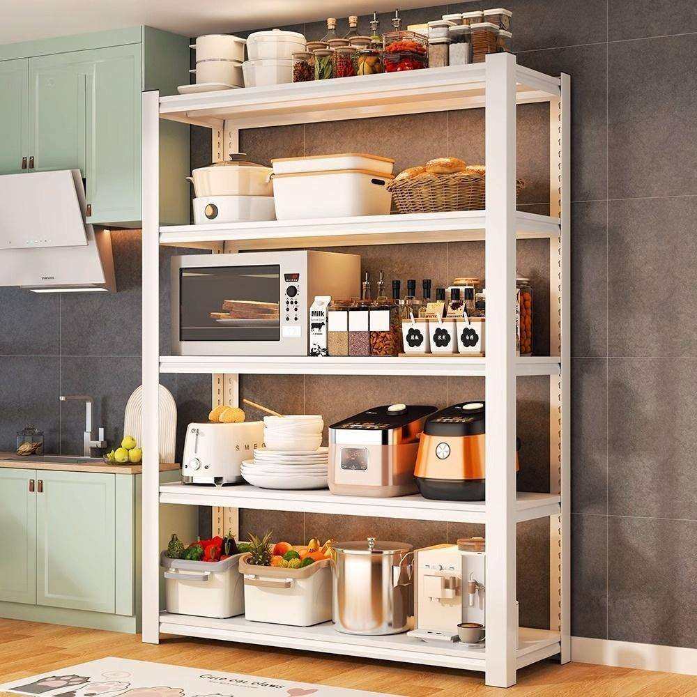白色厨房置物架落地多层微波炉烤箱多功能收纳架子橱柜储物架