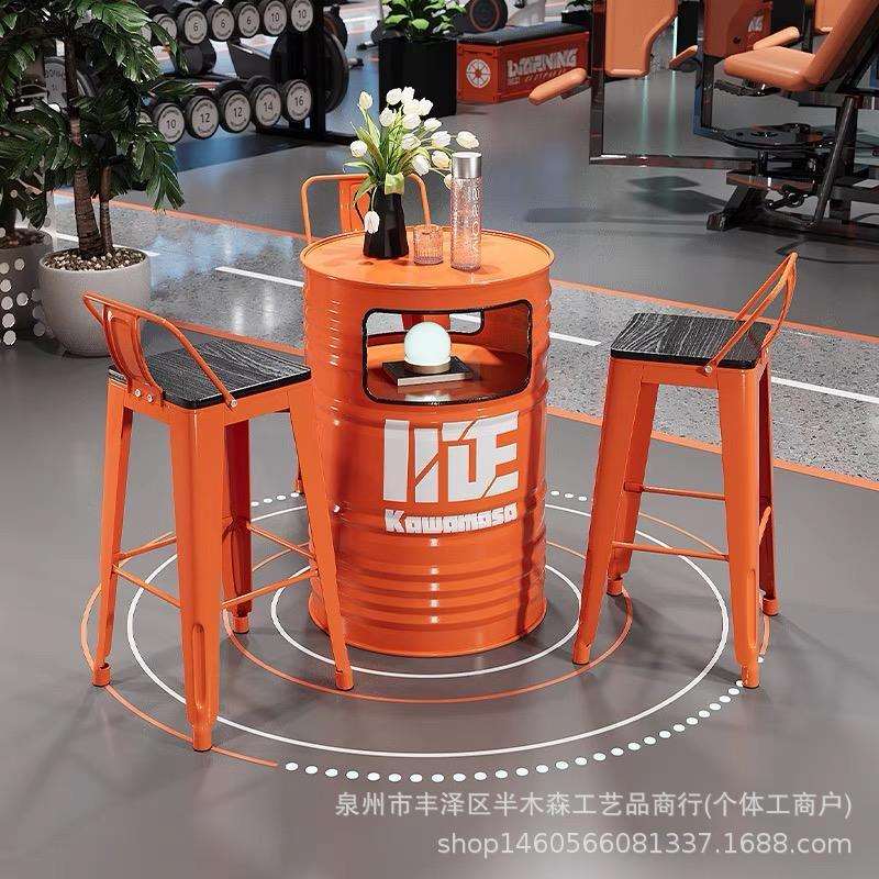 工业风创意个性铁艺汽油桶酒吧台餐吧音乐吧ktv休闲高台吧桌椅