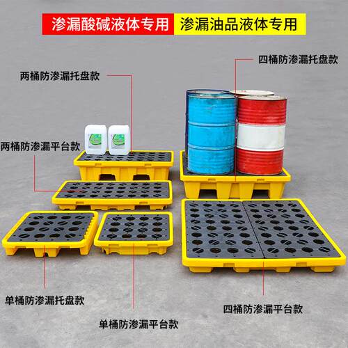 厂家防渗漏托盘盛漏塑料托盘两桶防泄漏油桶四桶防漏接油平台