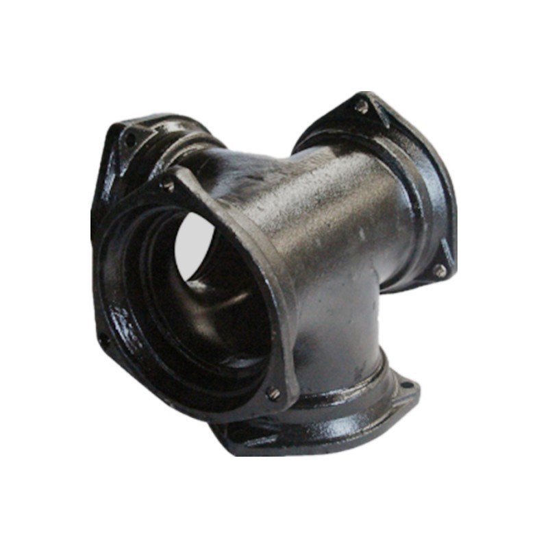 B型承插铸铁法兰压盖立体四通 角四通 机械连接铸铁排水管件