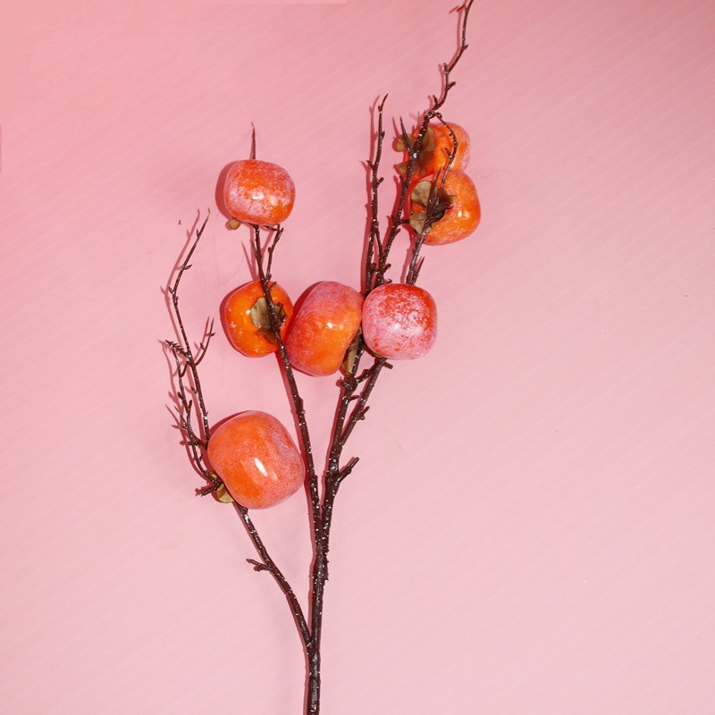 枋真杮子果实树枝泡沫假花摆设件家居客厅装饰插花束落地干花枝