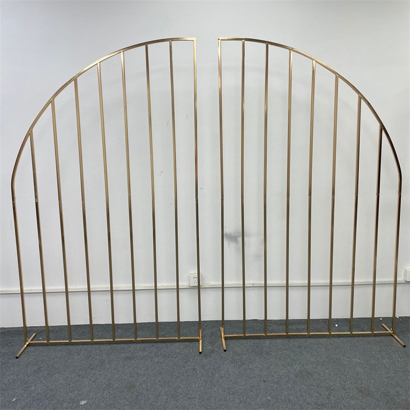 新款婚礼婚庆道具舞台背景屏风铁艺弧形线条花架拱门户外几何摆件