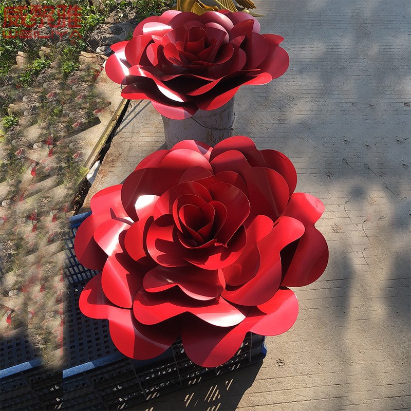 铁艺玫瑰花雕塑户外广场步行街园林售楼部草坪花朵网红拍照片摆件