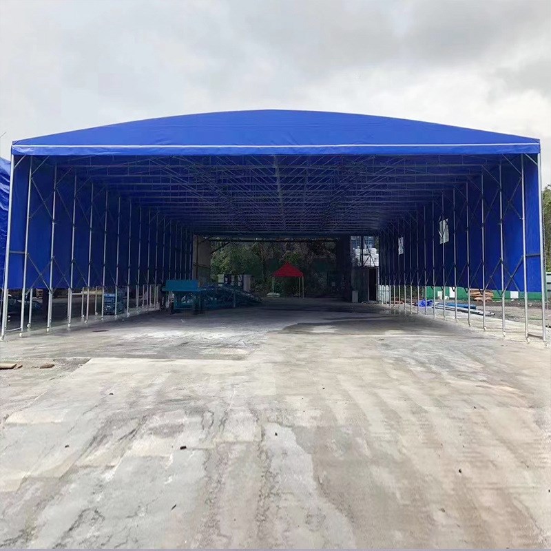 电动遥控伸缩棚移动推拉遮阳雨蓬户外仓库活动收缩棚排挡遮阳帐篷