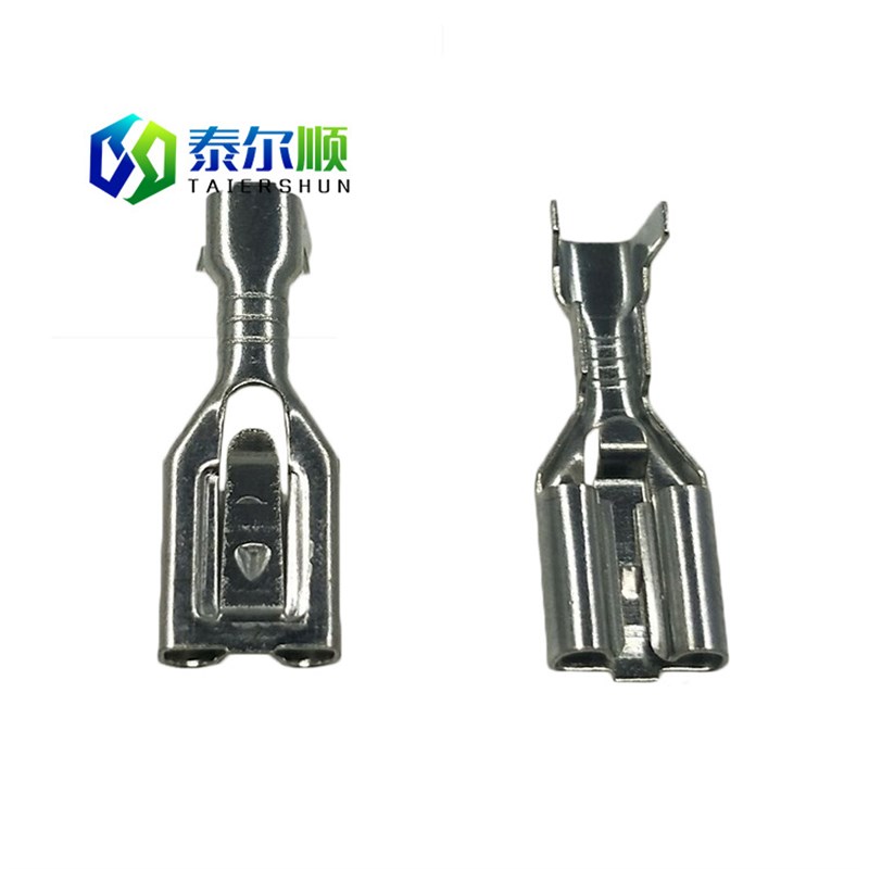 带锁2.8 4.8 6.3插簧端子接插件冷压接线开关片座铜6.3自琐插簧q