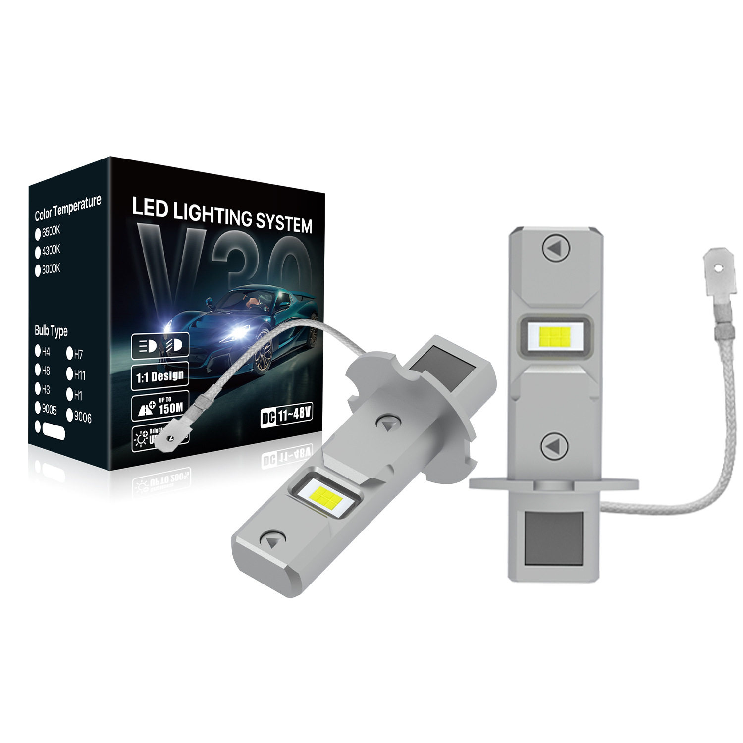 跨境热销LED汽车灯LED货车灯汽车前照灯宽压12V24V48VH3H1