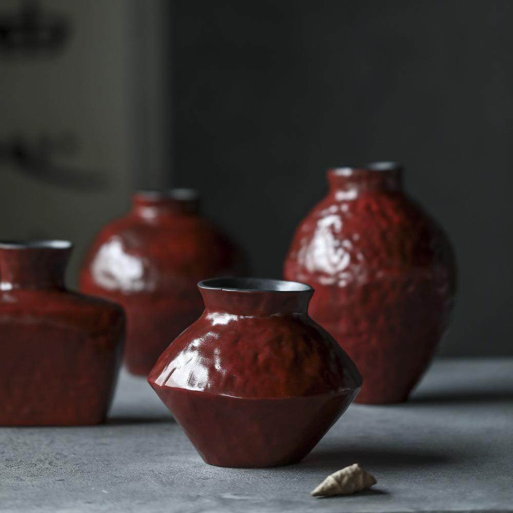 陶瓷小花瓶红色大漆化妆土摆件样板间居家怀旧复古怀旧民宿装饰品,纺织面料/辅料/配套,纺织机械配件,淘宝优惠券,粉丝福利购,淘宝优惠卷