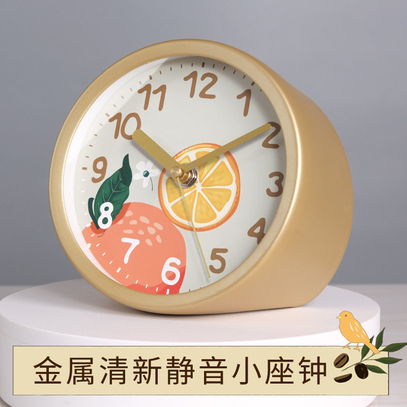TQJ静音餐厅水果座钟创意客厅家用卧室时尚时钟简约电波石英钟表