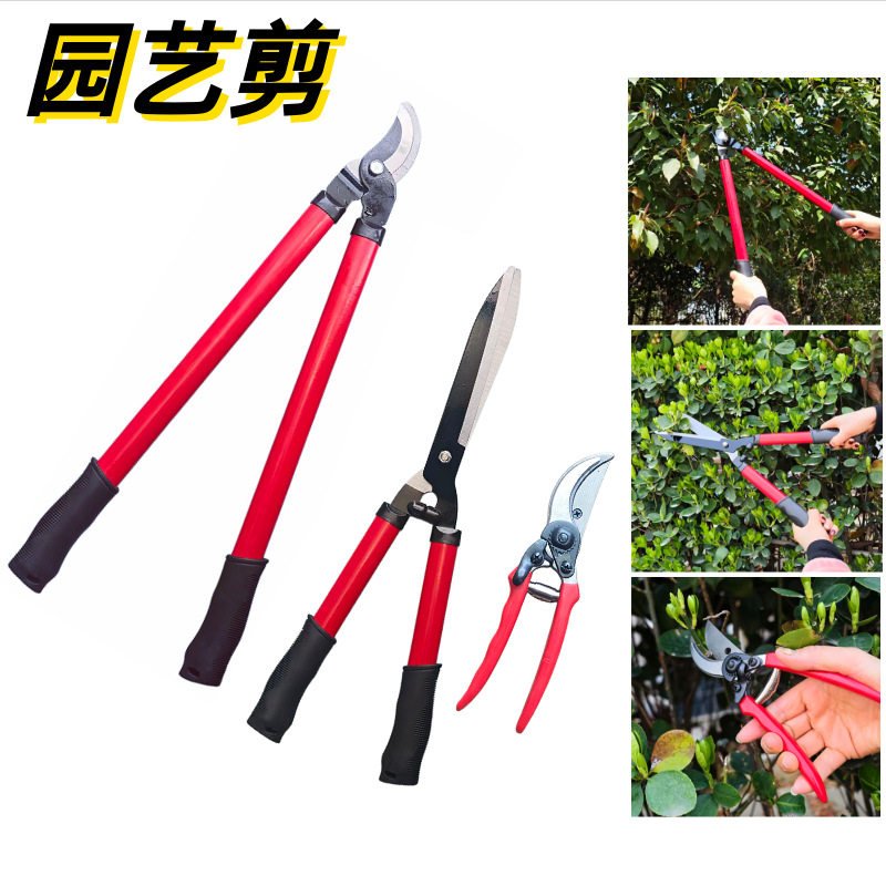 跨境园艺修枝剪篱笆剪树枝剪花剪园林工具园林剪绿篱剪3件套