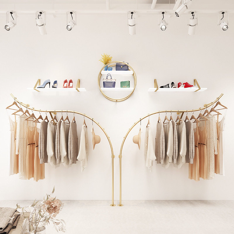 壁挂落地两用简约服装展示架