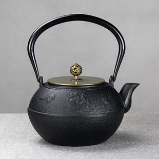 1200ml朱雀祥云铸铁壶手工煮水茶壶新中式茶室居家摆件饰品工艺品