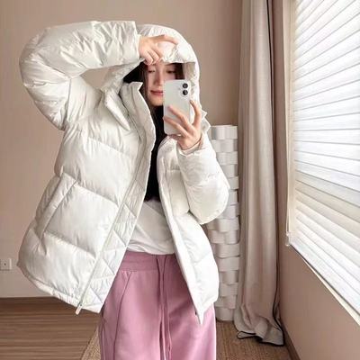 lulu羽绒服五格白色鹅绒露露Wunder Puff保暖连帽羽绒外套女