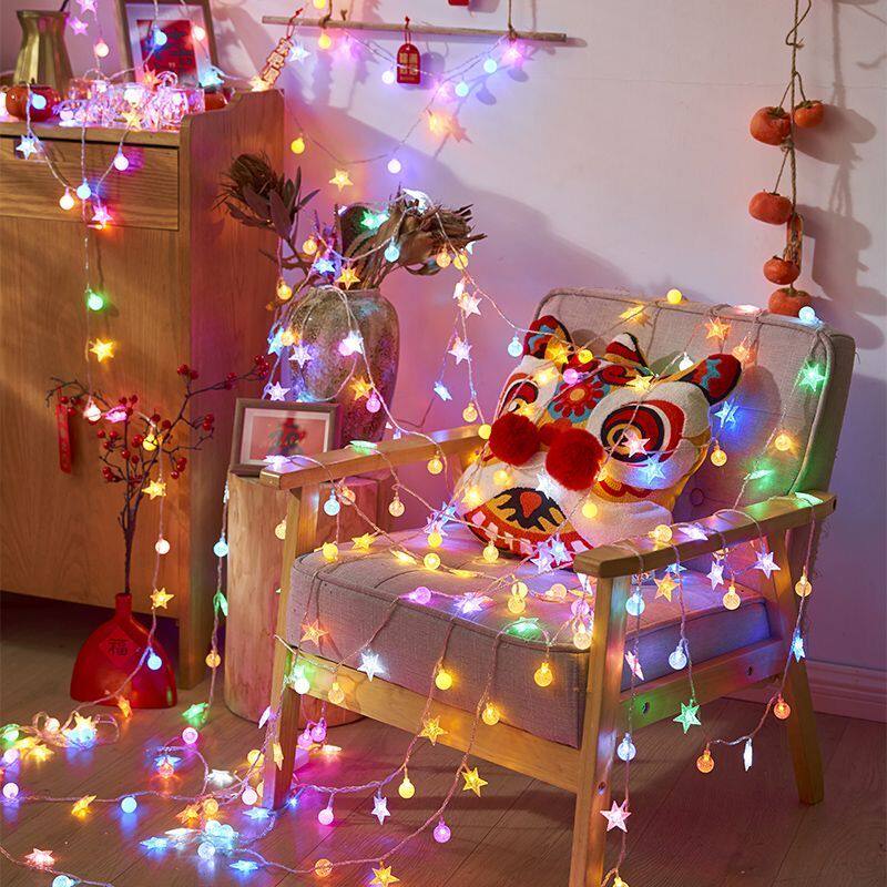 LED星星灯网红灯彩灯串灯小夜灯少女心房间卧室装饰挂灯过年彩灯