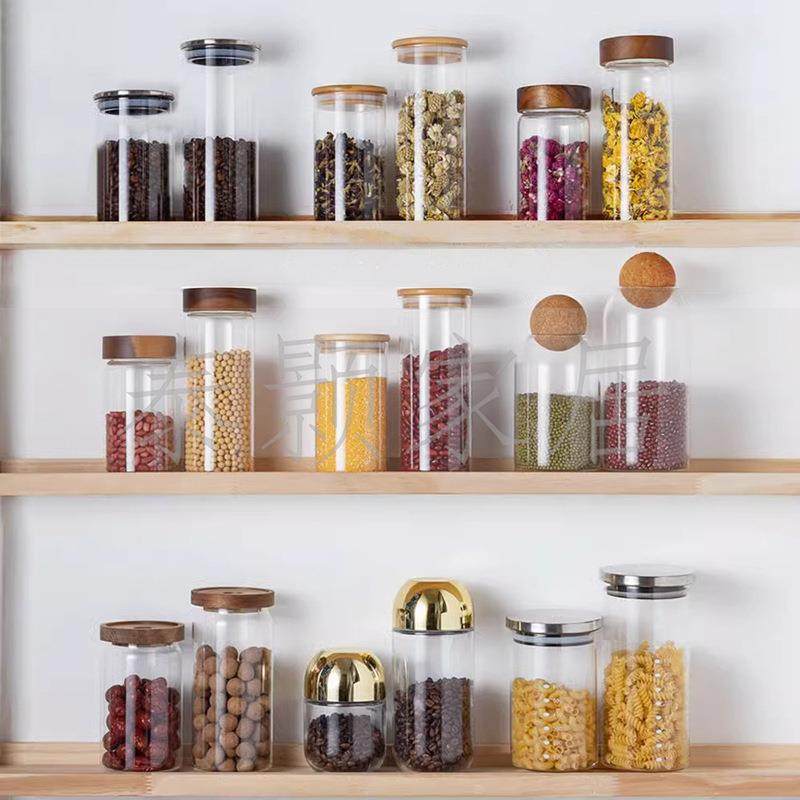 简约样板间玻璃储物罐厨房装饰品摆件橱柜展厅密封餐边柜组合搭配