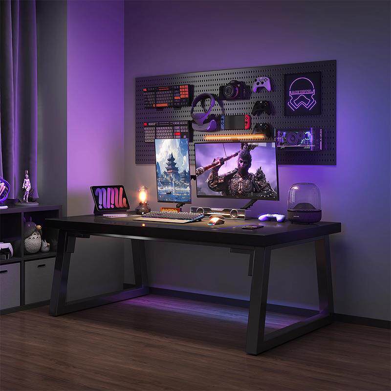 洞洞板电脑桌台式家用卧室书桌单人办公桌简易工作台电竞桌椅套装