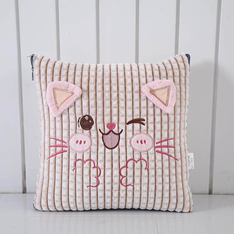 汽车抱枕被子两用车载靠垫靠背特厚绒办公室午休折叠被子毯子午睡