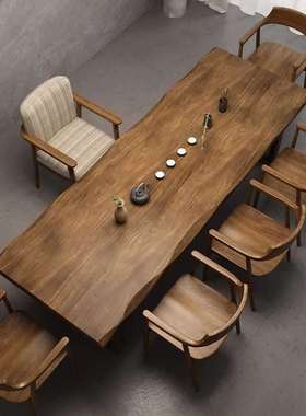 lmn新中式实木茶桌家用泡茶桌一体原木大板桌茶台一整套办公室茶